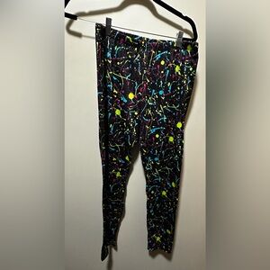 Women’s Paint-Splash Leggings - Black with Neon Accents